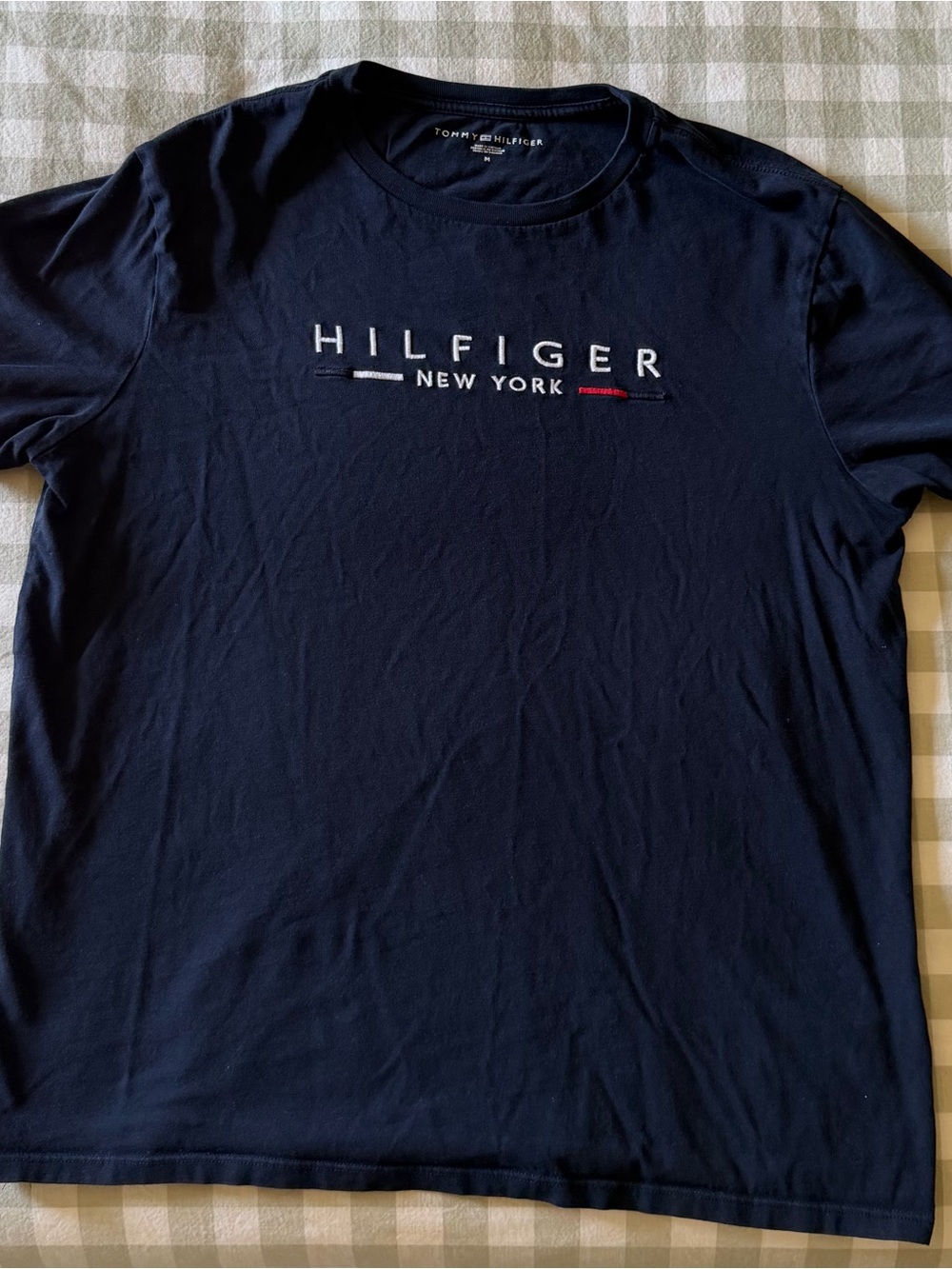 Tommy Hilfiger New York Navy Short Sleeve Tee with Red and White Accent (Medium)